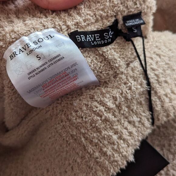 NWT Brave Soul teddy sherpa tan beige cream joggers lounge pants S Small - Picture 3 of 4